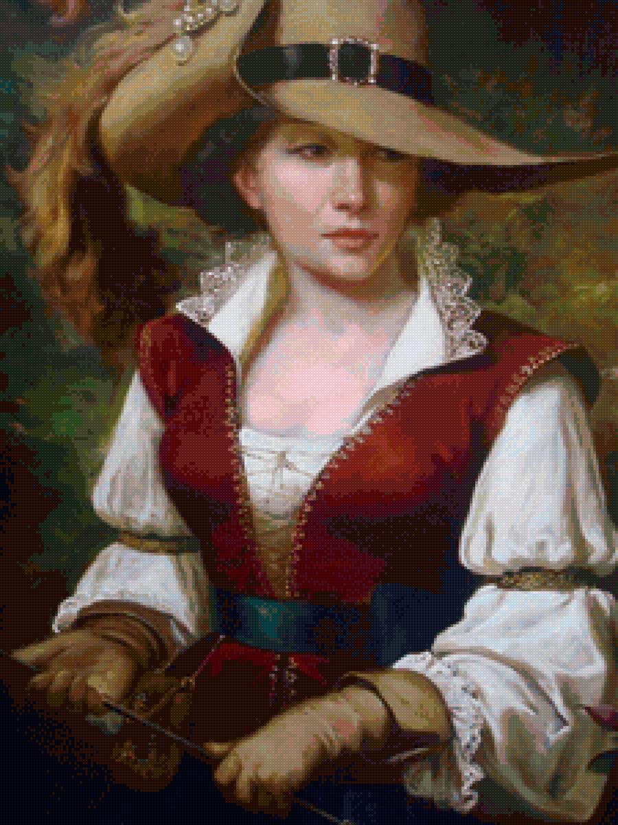 дама в шляпе - портрет - предпросмотр