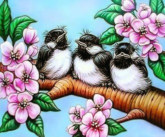 Birds and Flowers - flowers, birds - оригинал