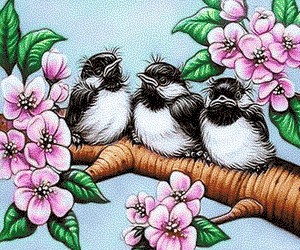 Birds and Flowers - birds, flowers - предпросмотр