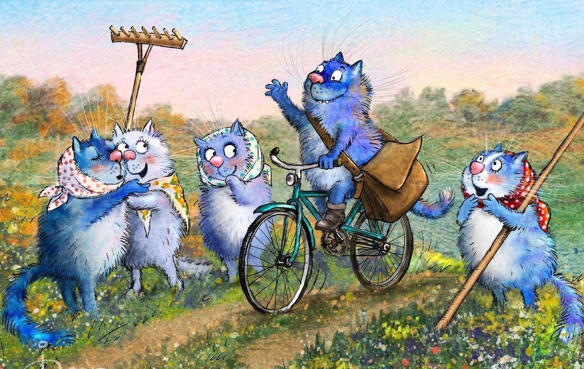 Деревенский мачо - велосипед, мачо, котики, деревня - оригинал
