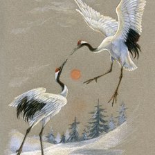 Схема вышивки «Журавли»