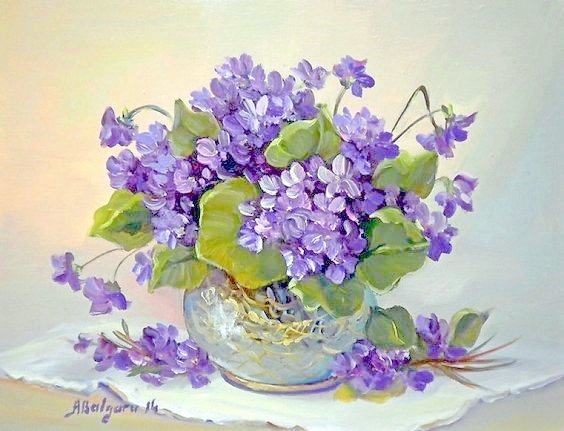 Букетик фивлок - фиалки, ваза - оригинал