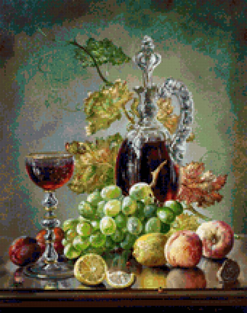 Натюрморт Вино и фрукты - вино, фрукты - предпросмотр