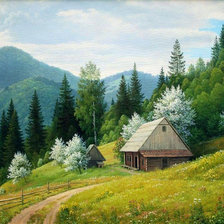 Схема вышивки «Домик в горах»