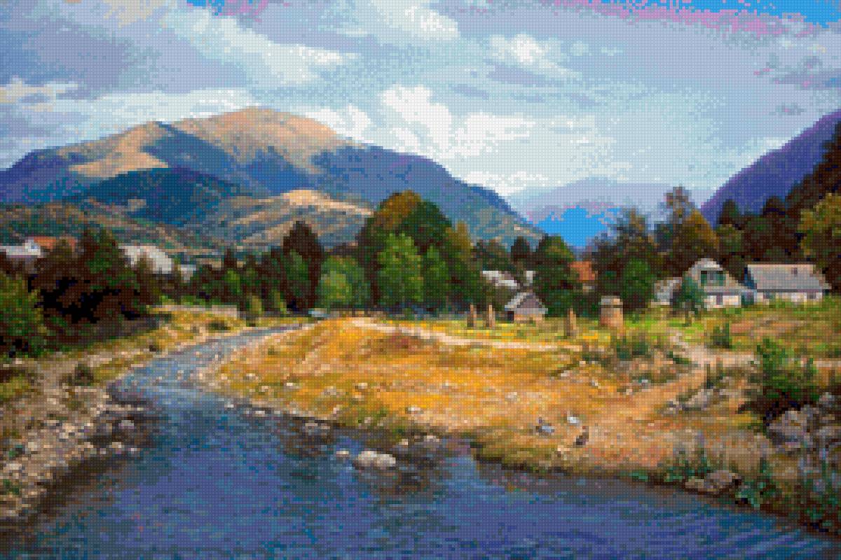 Горная речка - деревня, речка, горы - предпросмотр