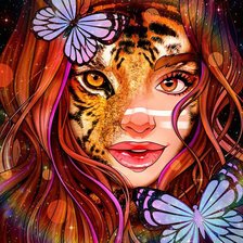 Схема вышивки «Тигродевушка»