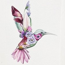 Оригинал схемы вышивки «цветочная колибри» (№2281417)