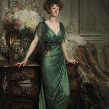 Схема вышивки «дама в зелёном»