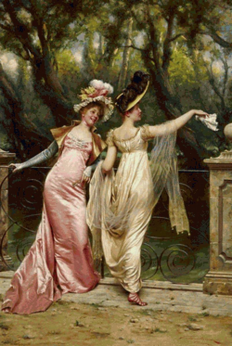 у ограды - сад, балкон, дамы, лето - предпросмотр