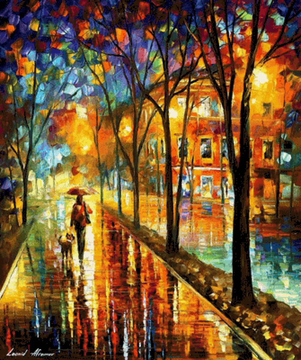 Afremov Walk with Dog BIG - предпросмотр