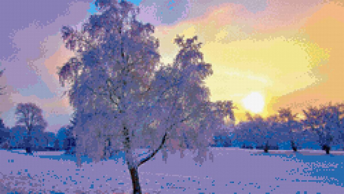 закат - закат, зима, снег - предпросмотр