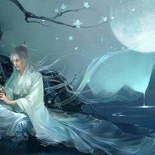 Схема вышивки «Бог луны. Цукиеми.»