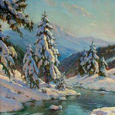 Схема вышивки «зима в лесу»