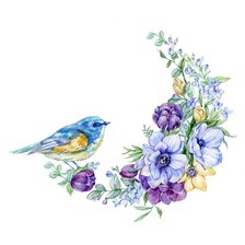 Оригинал схемы вышивки «Птичка и цветы» (№2284876)