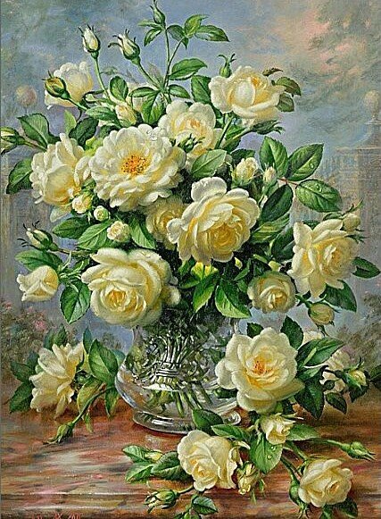Белые розы - розы, букет, цветы - оригинал
