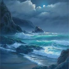 Схема вышивки «море ночь (по мотивам картины Byron Pickering)»