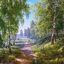 Оригинал схемы вышивки «летняя дорога (по картине С.Басова)» (№2285517)