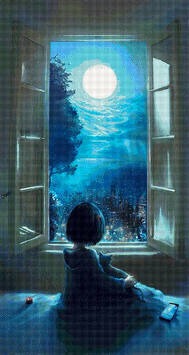 ночь - окно, ночь, луна - предпросмотр