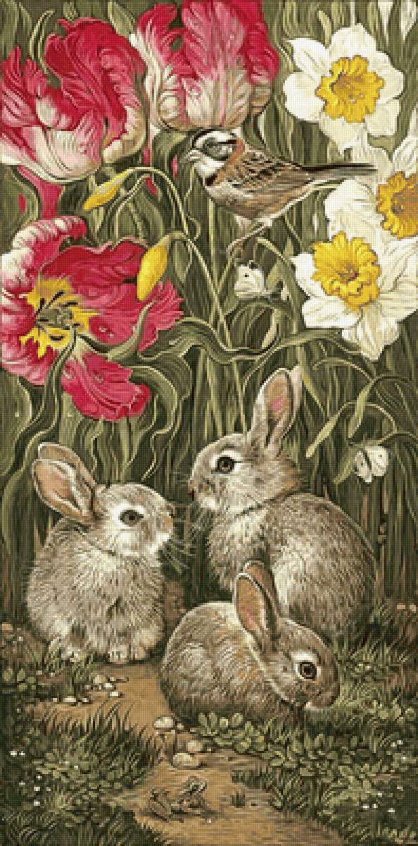 №2285728 - кролики, цветы, животные - предпросмотр