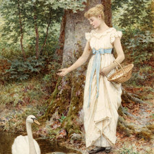 Схема вышивки «Дама с лебедем»