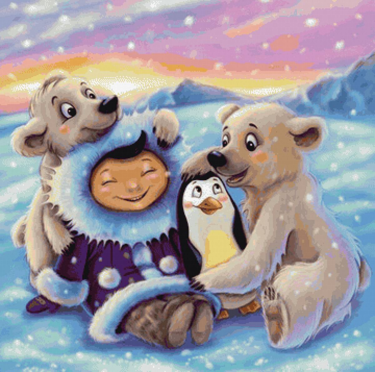 зима на севере - детское, дети, пнк, пингвины, радость, зима, север - предпросмотр