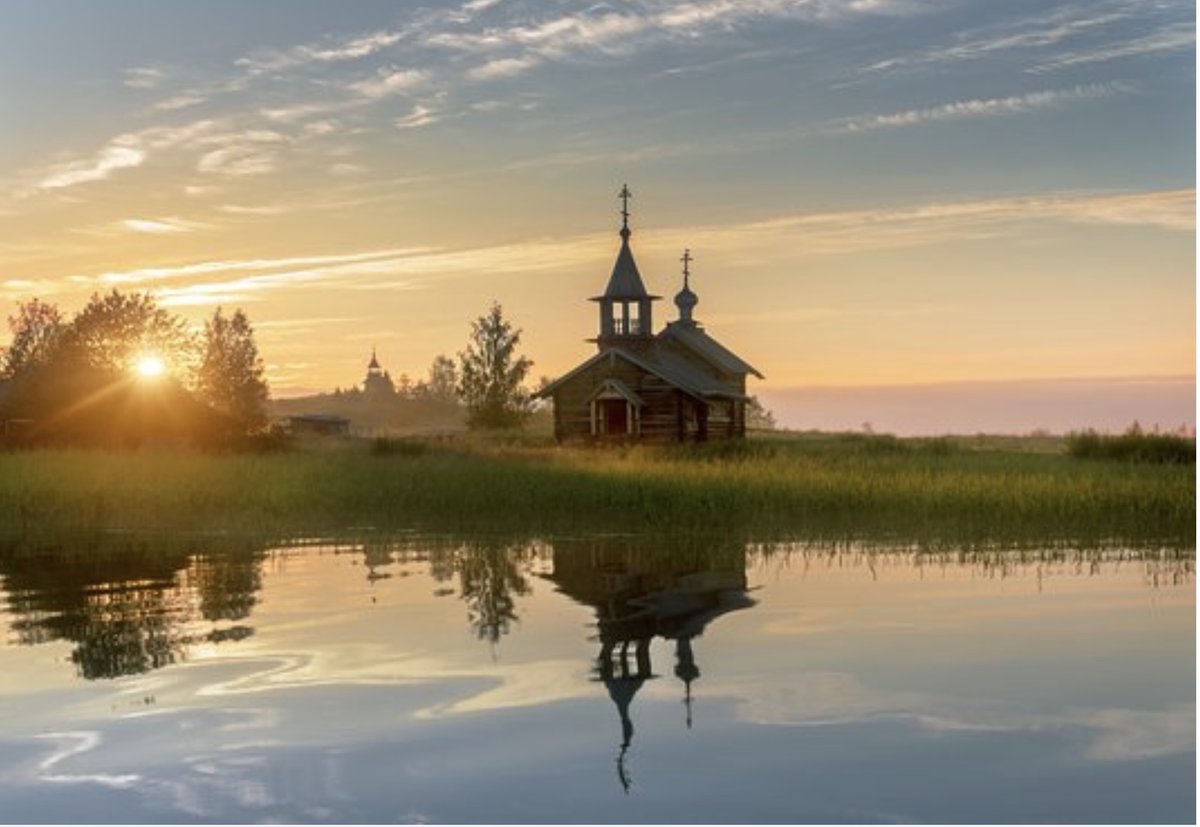 Карелия 1 - цкрковь, закат, карелия - оригинал