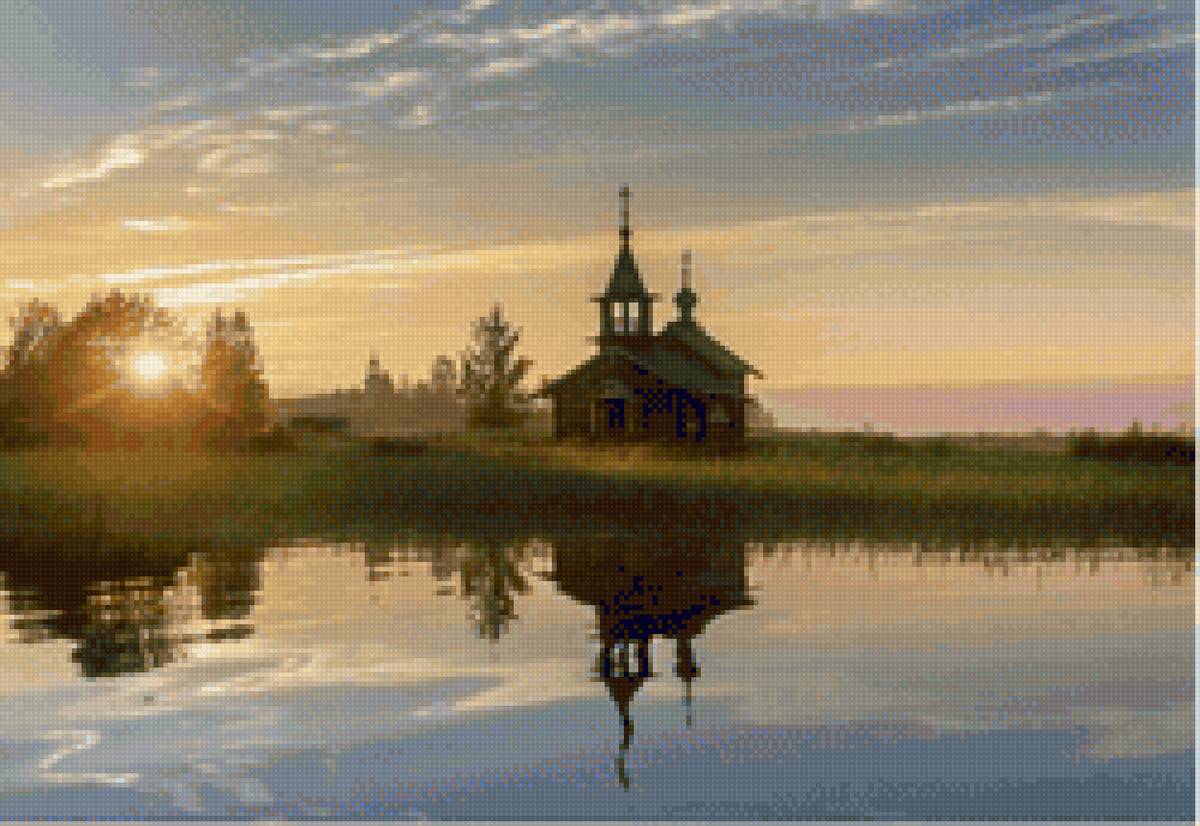 Карелия 1 - закат, карелия, цкрковь - предпросмотр