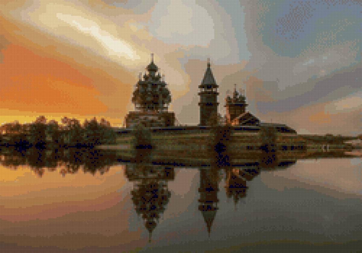 Карелия 2 - закат, церковь, карелия - предпросмотр