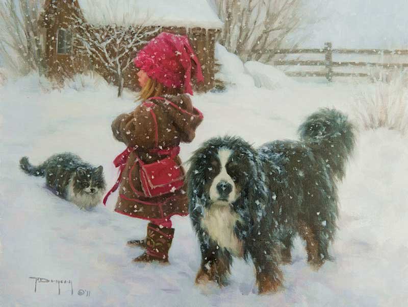 зима худ.Дункан - зима, дети - оригинал