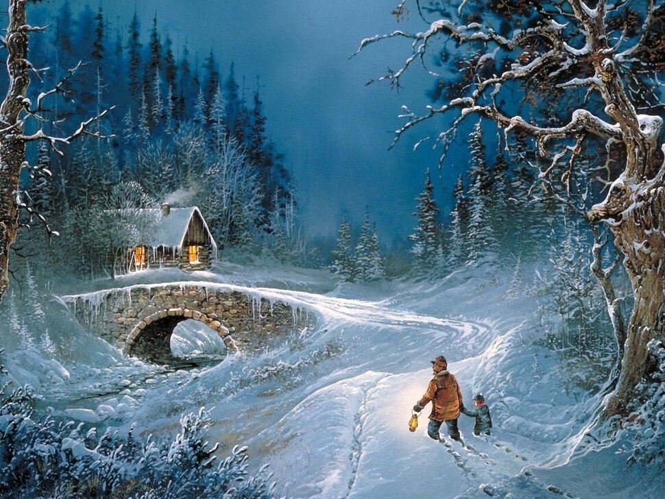 вечер - зима - оригинал