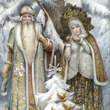 Оригинал схемы вышивки «Дед Мороз и Снегурочка» (№2286781)