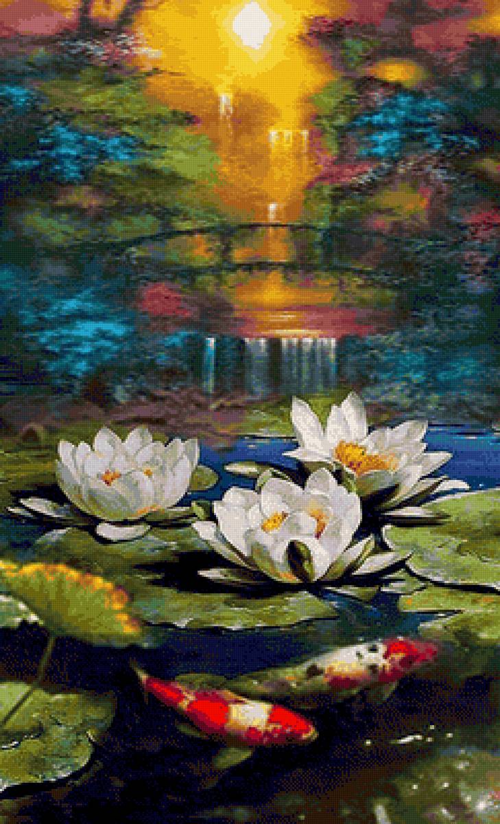 Лотос и рыбки Кои - предпросмотр