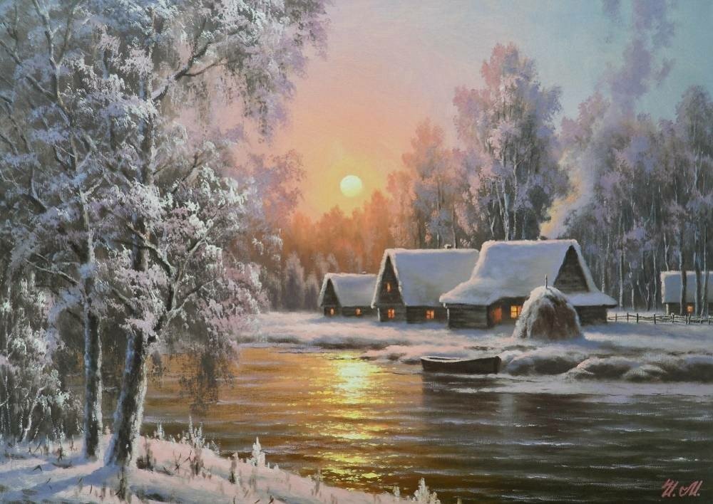 вечер - зима - оригинал