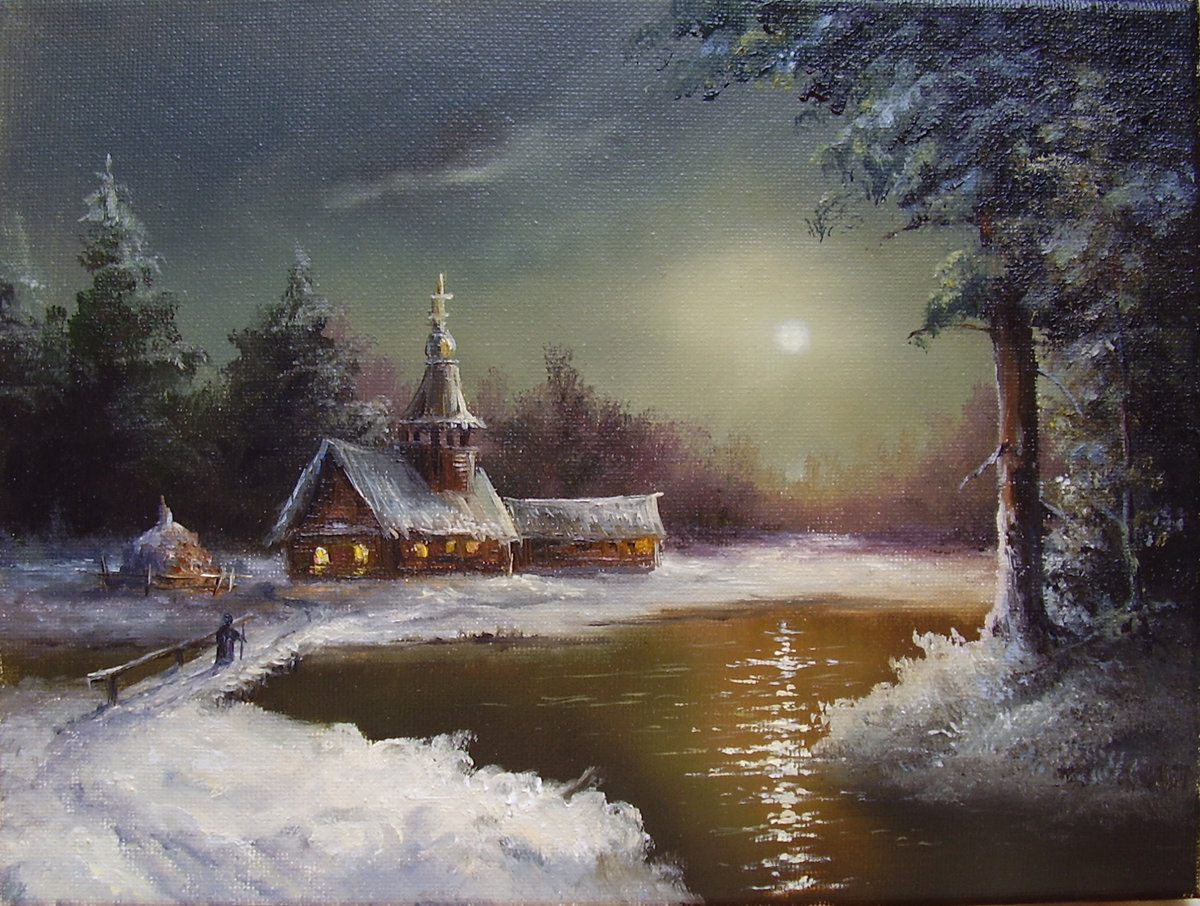 вечер - зима - оригинал