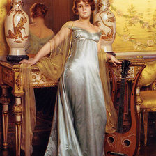 Схема вышивки «дама с лютней»