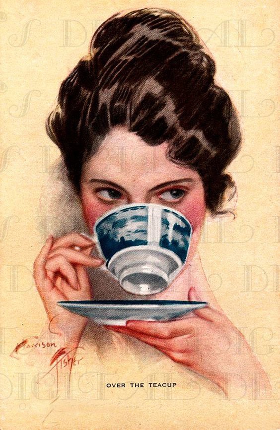 mujer tomando un cafe - оригинал