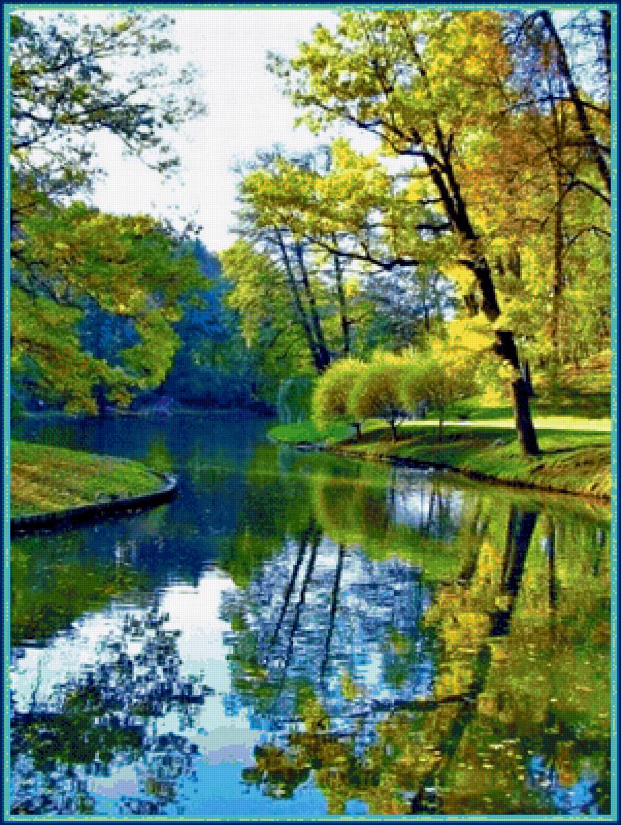 Отражение - природа, река, осень - предпросмотр