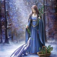 Оригинал схемы вышивки «Девушка в синем и дракон» (№2289092)