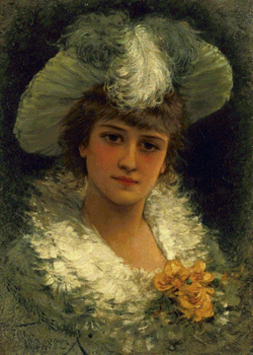 дама в шляпе - портрет - предпросмотр