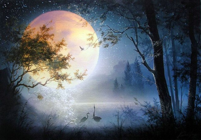 лунная ночь - вода, природа, луна, пейзаж, ночь - оригинал