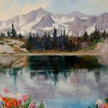 Схема вышивки «Горное озеро. Эрик Валлес»