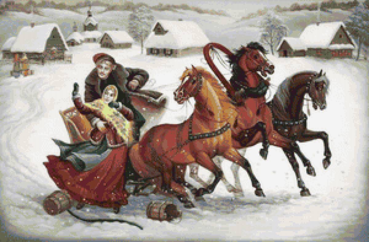 Масленица - тройка, лошади, зима, кони - предпросмотр