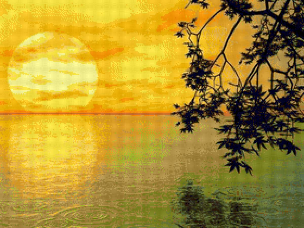 рассвет - река, солнце - предпросмотр