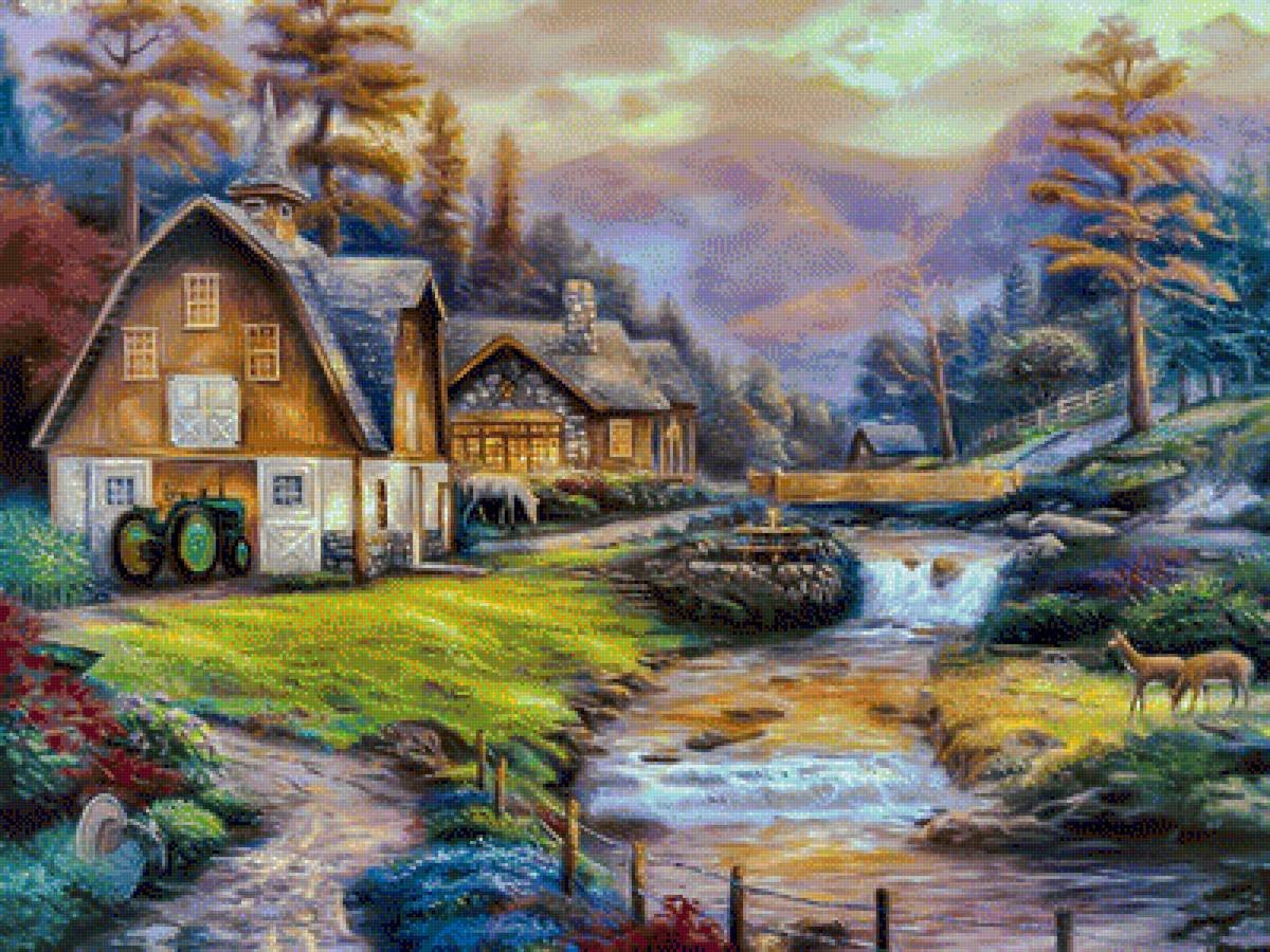 Cottage by the River - painting, chuck pinson, cottage - оригинал