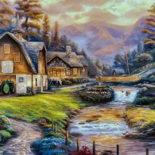 Схема вышивки «Cottage by the River»