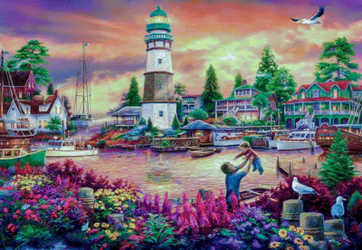 Lighthouse Garden - chuck pinson, seaside, painting - оригинал
