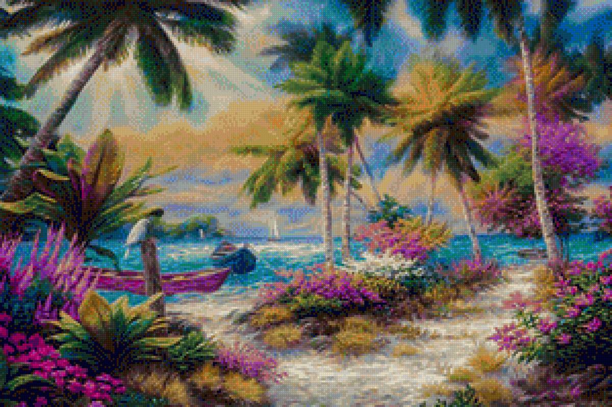 Seaside Palm Trees - painting, chuck pinson, seaside - предпросмотр