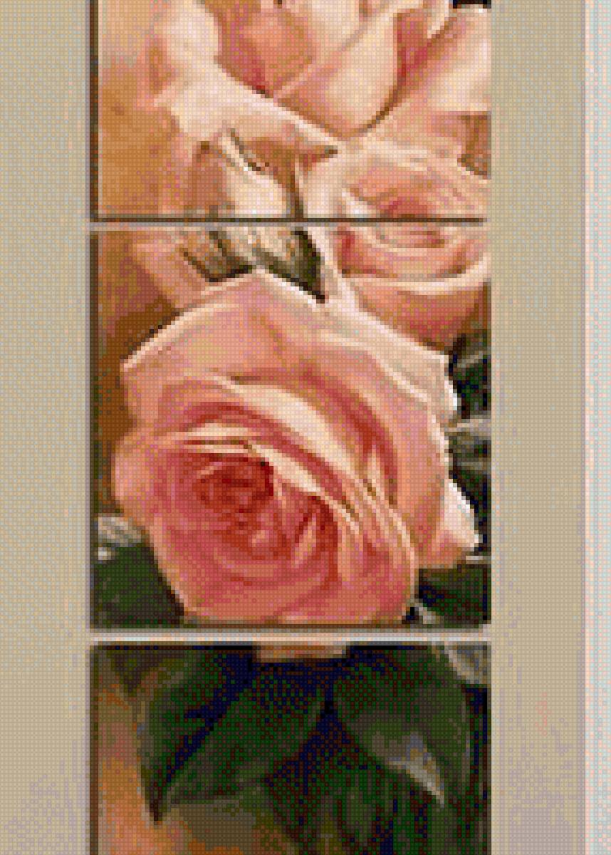 Триптих розы, мулине дмс - мулине использовать дмс - предпросмотр