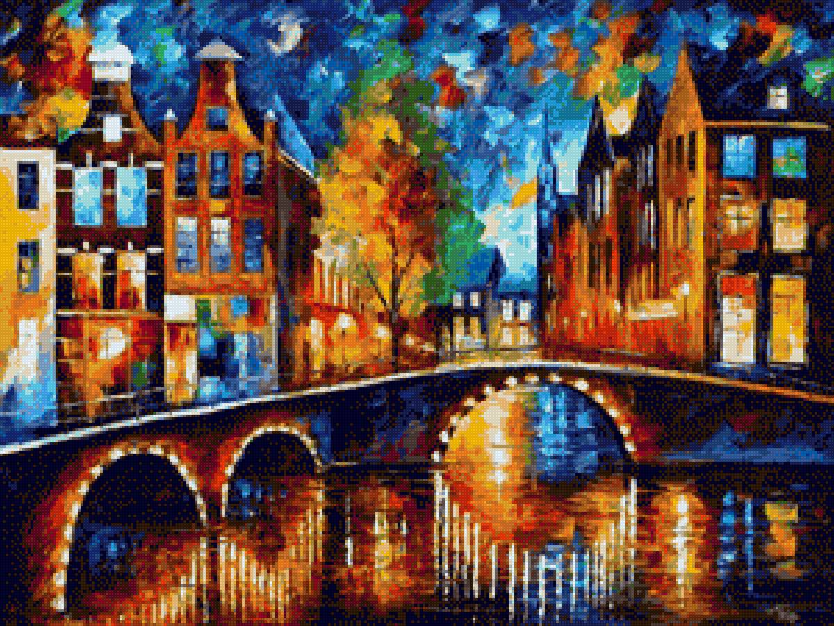 Amsterdam - cities, leonid afremov - предпросмотр