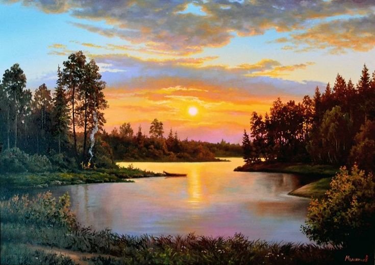 вечер - картина - оригинал